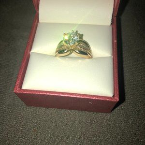 14 Carat Gold and CZ Solitare Ring